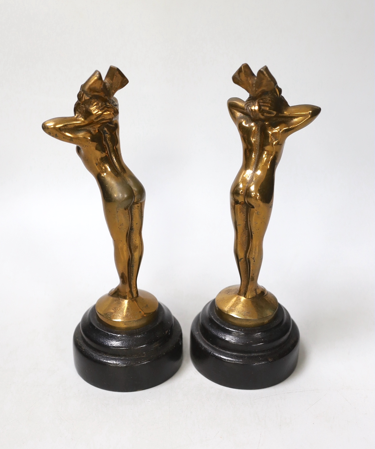 A pair of Art Deco style bronze nudes, 20cm